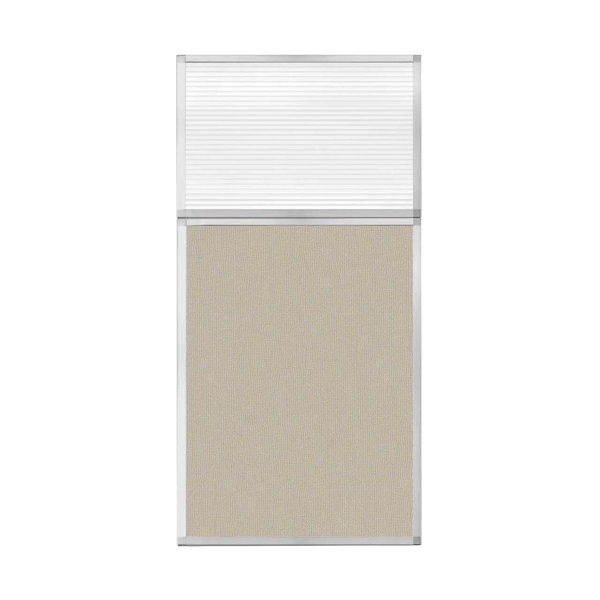 Hush Panel Configurable Cubicle Partition 3' x 6' W/ Window Sand Fabric Clear Fluted Window